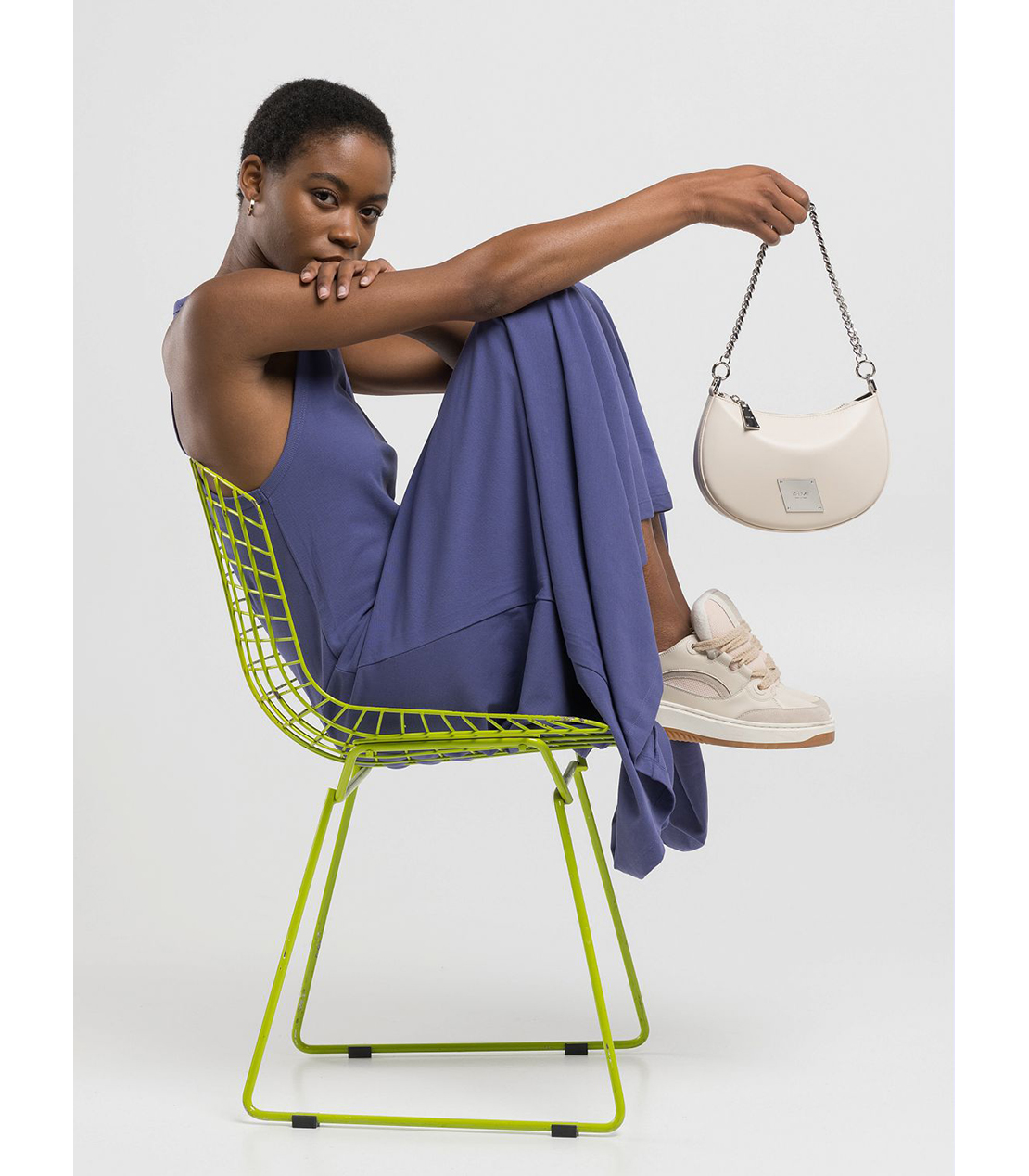 チェーンハンドル付きミニホーボーバッグ 詳細画像 アイボリー 4